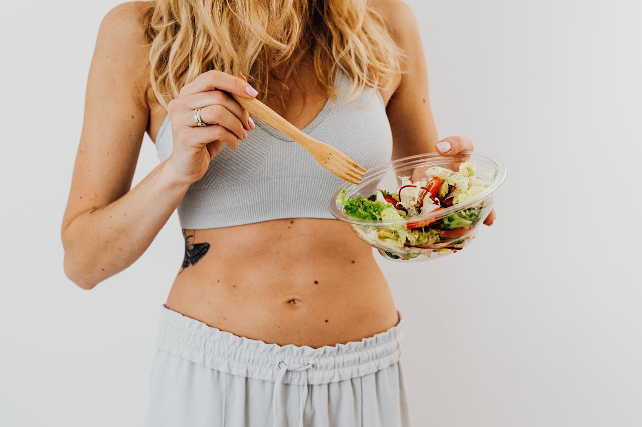 Girl eating a healthy meal